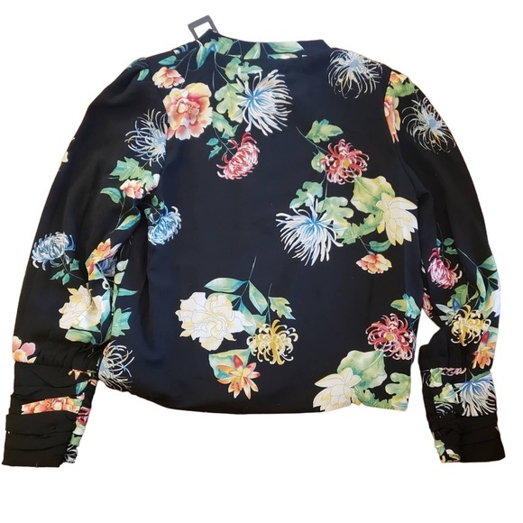 Vertigo Paris black Floral Textured Zip Front jacket size small - Picture 4 of 5